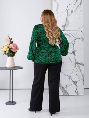 Жіноча блуза вільного крою з шовку колір зелений р.48/52 452257 452257 фото