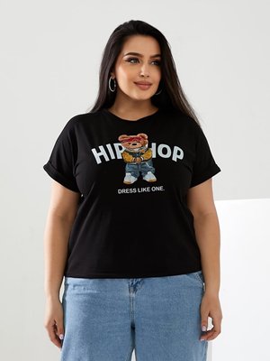 Жіноча футболка HIP-HOP колір чорний р.48/50 433162 433167 фото